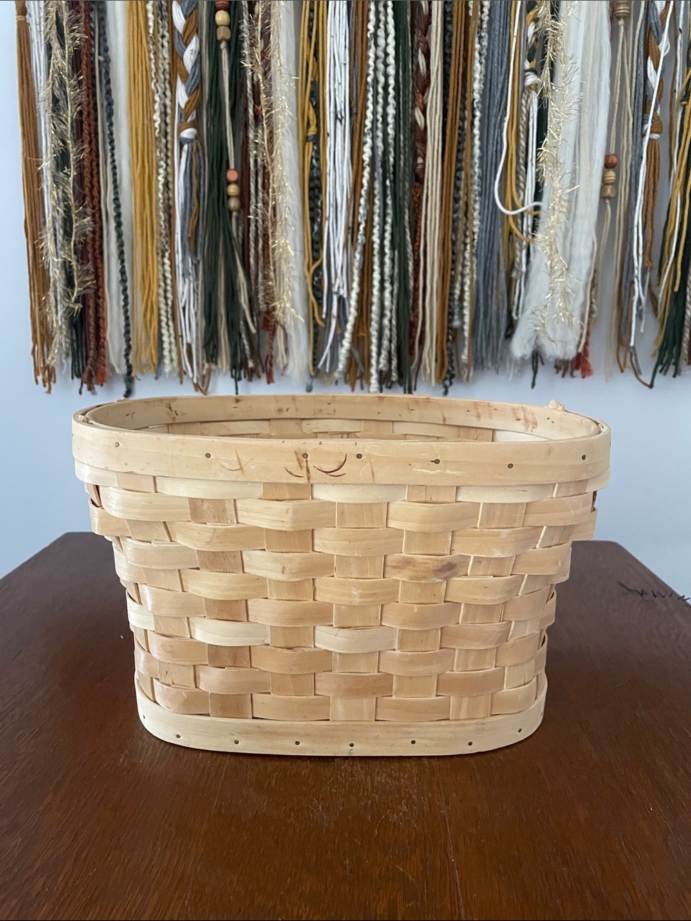 Natural Woven Wood Storage Basket -